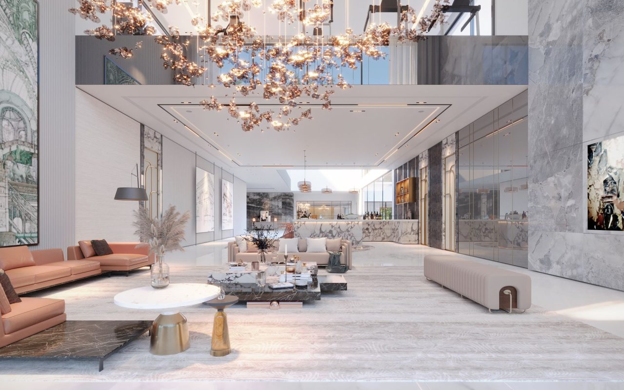 Le même salon après application du stucco décoratif